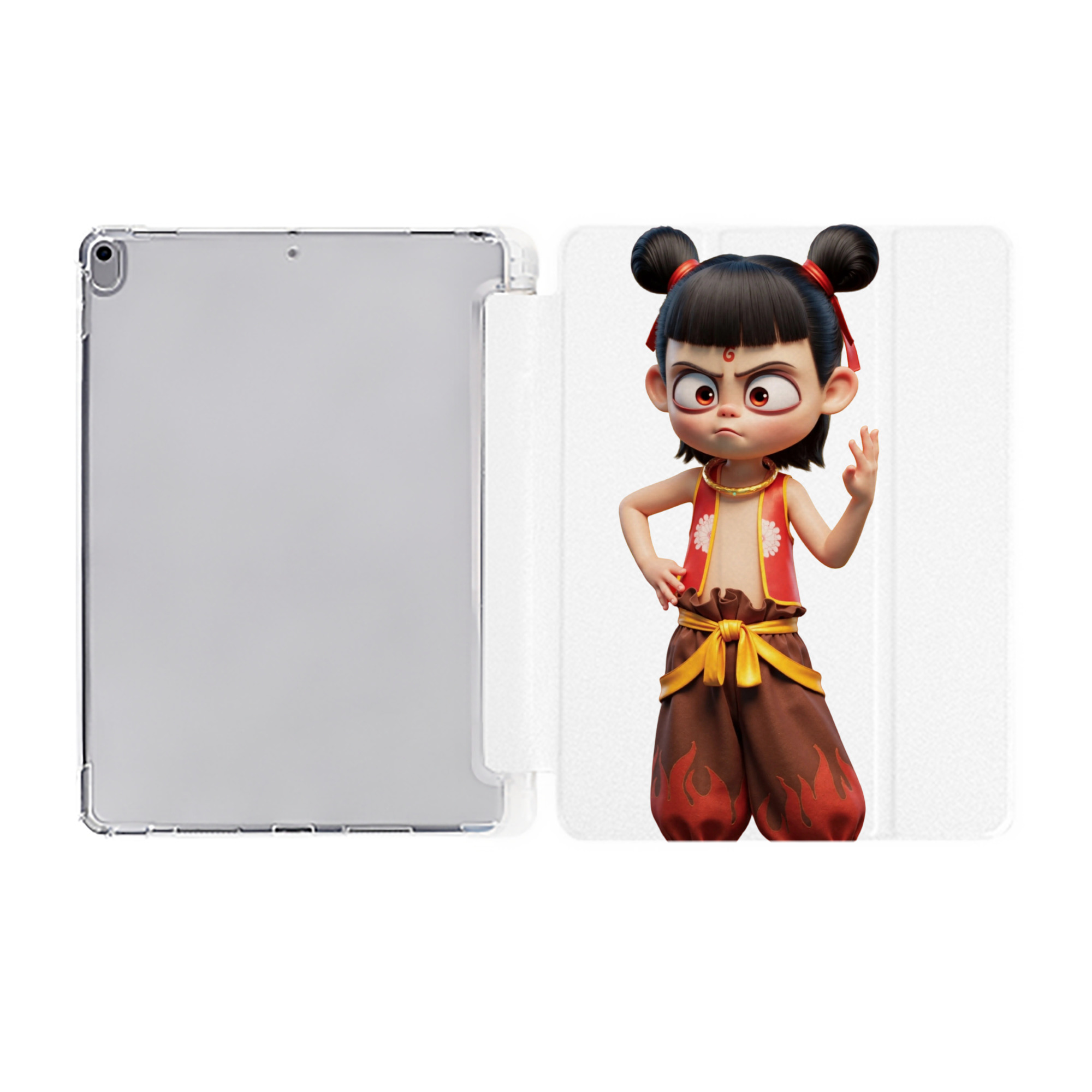 （画像用） Ne Zha 2 ナタ 魔童の大暴れ IPad ケース ペン収納付き 三つ折りスタンド PUレザー×シリコン 対応機種9.5/10.5/10.9インチ